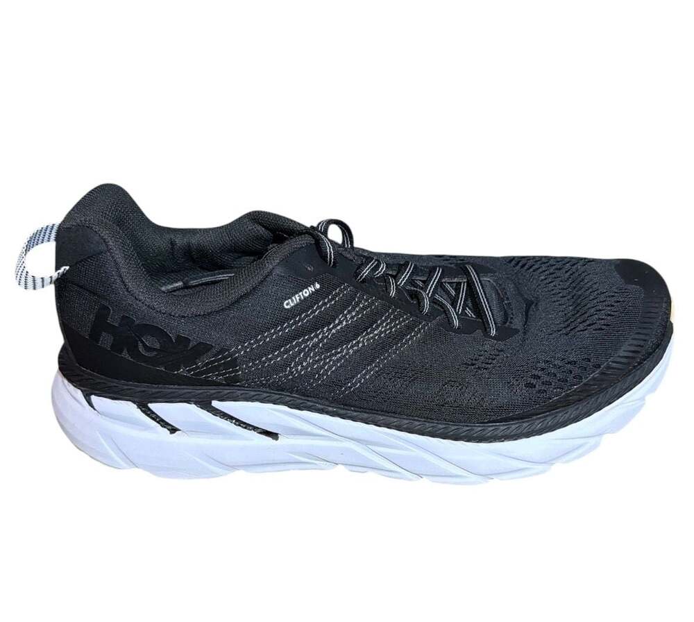 Hoka One One Clifton 6 Wide Women's Running Shoes Black and White
